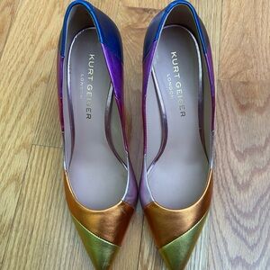 Kurt Geiger Metallic Multicolor Pointed-Toe Pumps - Gold, Green, Blue, Purple
